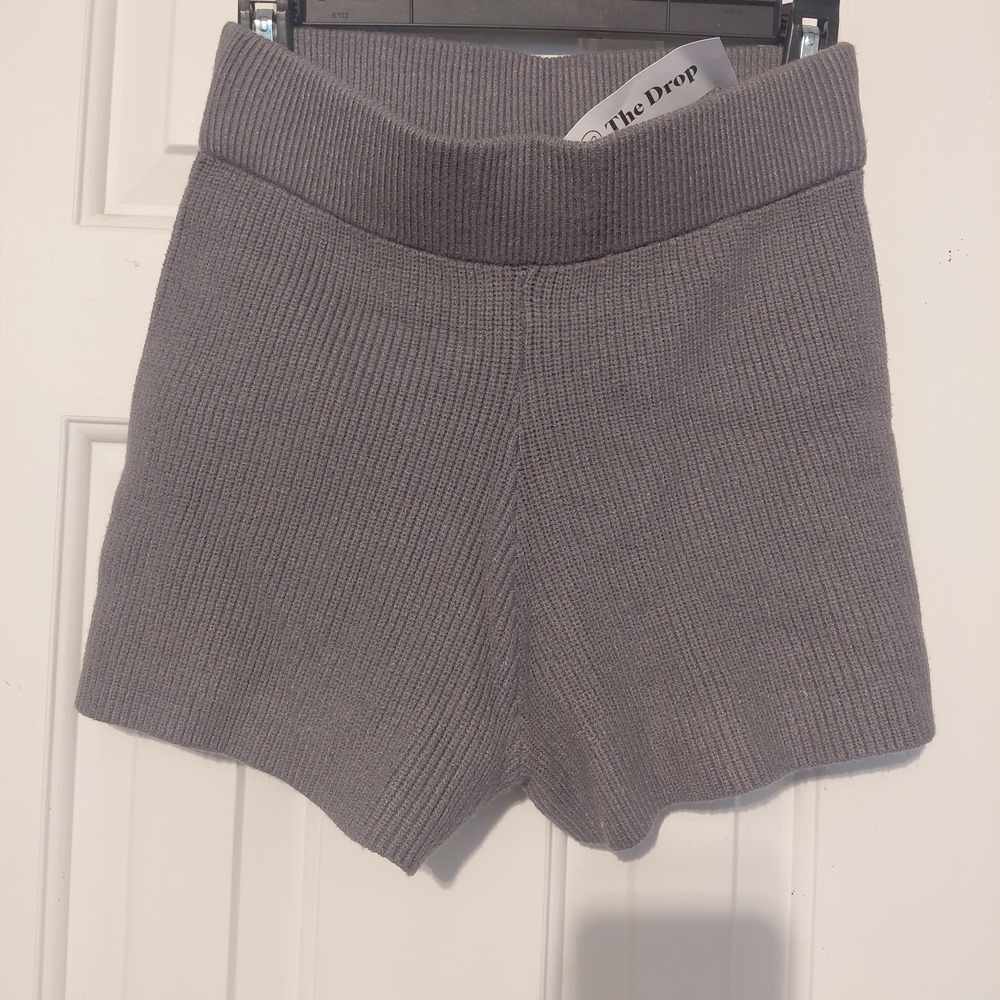 The Drop Women's High Waist Gray Knit Shorts